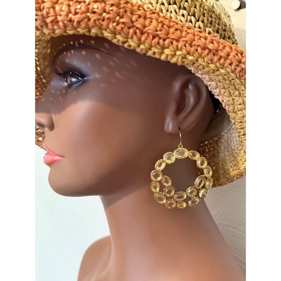 Lots of Yellow Stones Statement Earrings - Picture 5 of 5